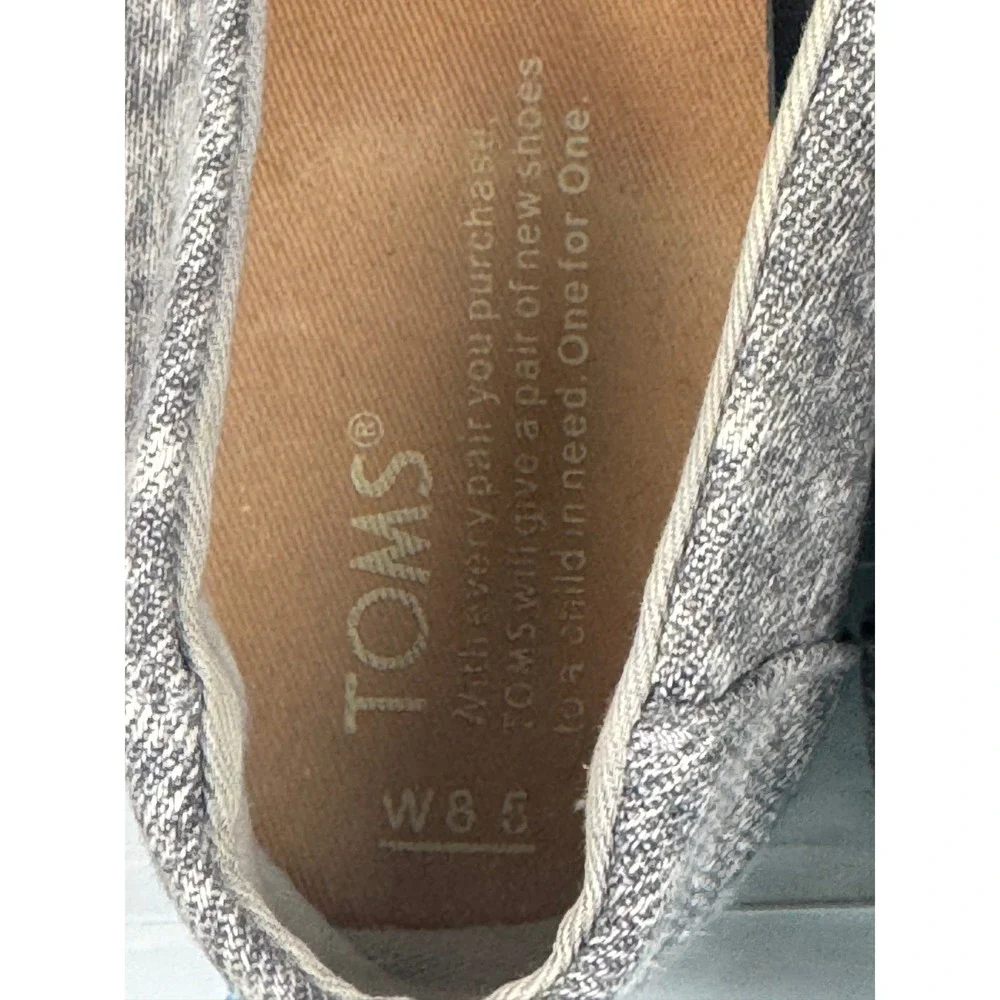 TOMS Womens Classic Alpargata Grey Heathered‎ Marl Canvas Slip On Flats Size 8.5
